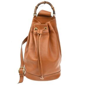 Gucci Vintage Bamboo Sling Leather Brown Leather Backpack Bag